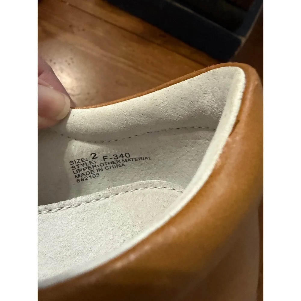 Kids L'amour Brown Leather Bow Buckle‎ Mary Jane Flats Shoes Size 2